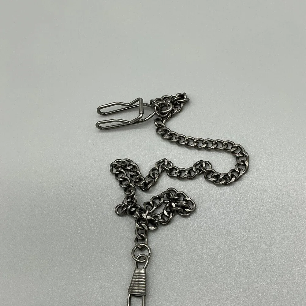 Vintage Collection Pocket Watch Men 46mm Silver Tone Utah 1896 Chain New Battery